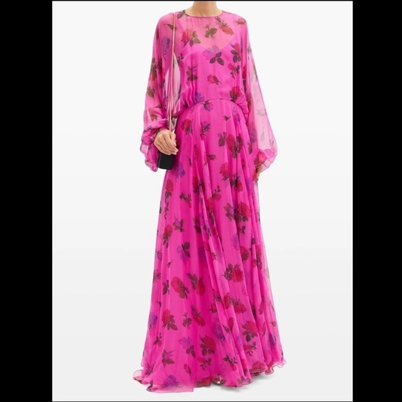 VALENTINO floral-print silk-organza gown - Picture 2 of 12